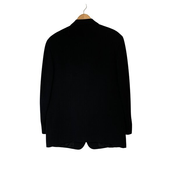 VTG 90s Donna Karen Mens 42R Jet Black Wool Blazer Jacket Italy Cuffable RA10085 - Picture 7 of 9